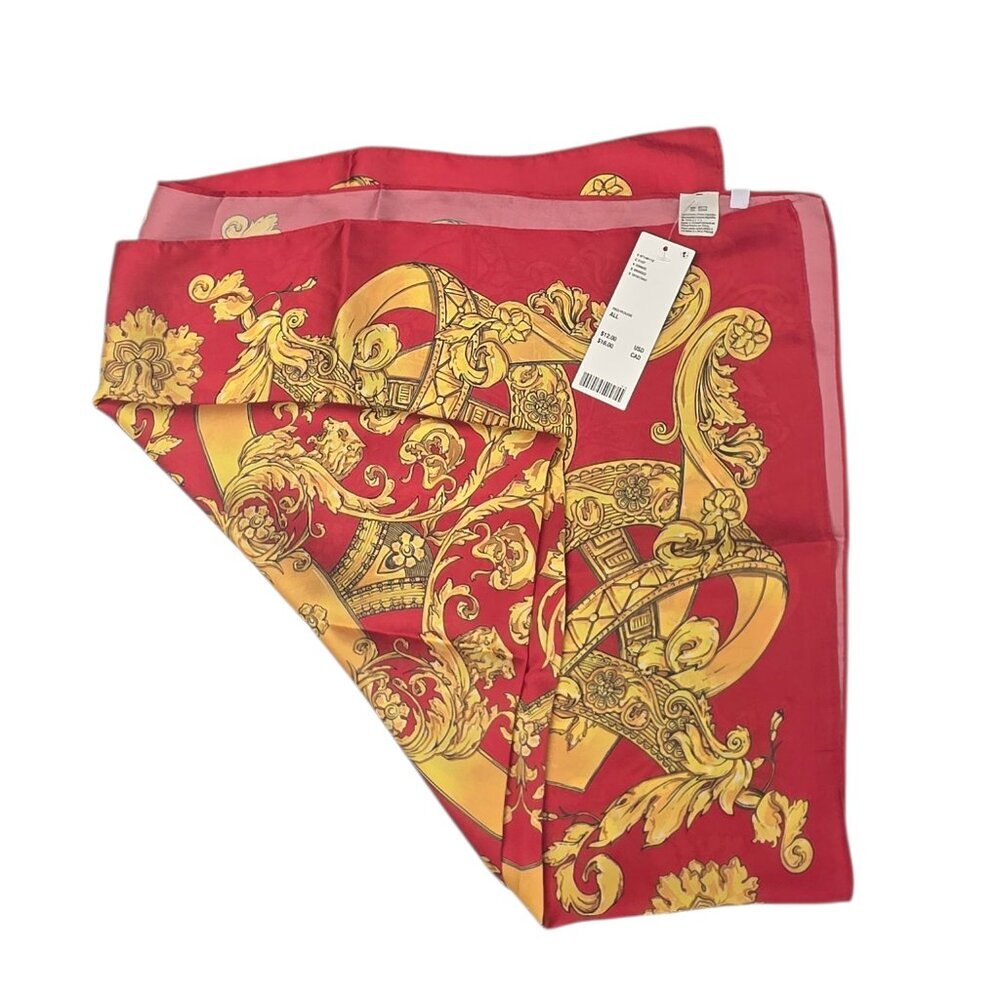 Urban Outfitters Gold Red Printed Silky Scarf
